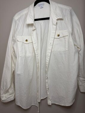 Liz Claiborne Off-White Button-Front Women's Shirt Jacket